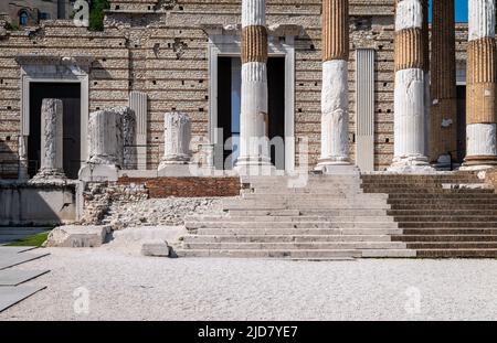 Das Kapitol von Brixia oder der Tempel der Kapitolinischen Triade in Brescia war der Haupttempel im Zentrum der römischen Stadt Brescia-italien Stockfoto