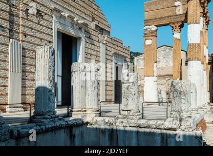 Das Kapitol von Brixia oder der Tempel der Kapitolinischen Triade in Brescia war der Haupttempel im Zentrum der römischen Stadt Brescia-italien Stockfoto