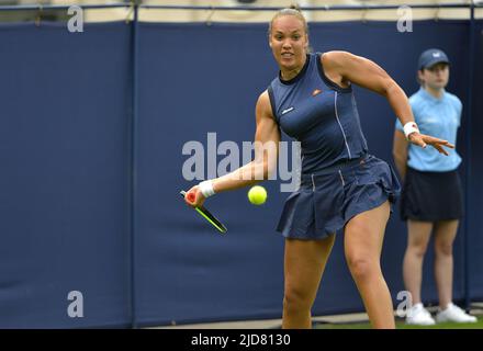 Freya Christie (GB) spielt im Qualifying beim Rothsay International, Devonshire Park, Eastbourne, 18.. Juni 2022 Stockfoto