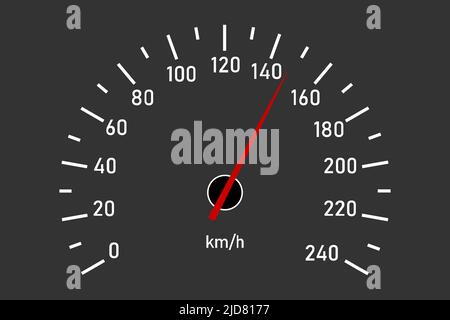 Tachometer auf schwarzem Hintergrund isoliert Stock Vektor