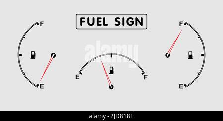Kraftstofftank voll und Kraftstoff leer, Kraftstoffanzeige einstellen Stock Vektor