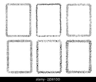 Freihand-Linie, Doodle Borders Clipart, verschiedene Formen des Doodle-Stils, Dekorative Elemente, Lehrer Clipart, skurrile Ränder für gemusterte Rahmen. Stock Vektor
