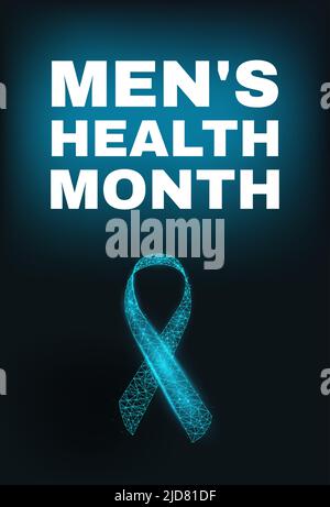 Mens Gesundheit Monat Konzept. Bannervorlage mit blauem Band und Text. Stock Vektor