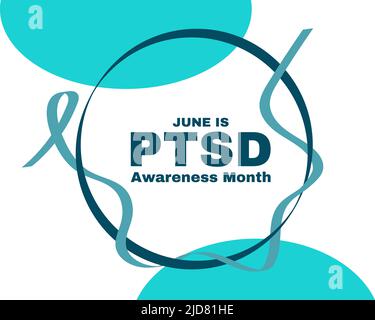 Monatskonzept für posttraumatische Belastungsstörungen. PTSD-Bannervorlage blaues Band. Vektorgrafik. Stock Vektor