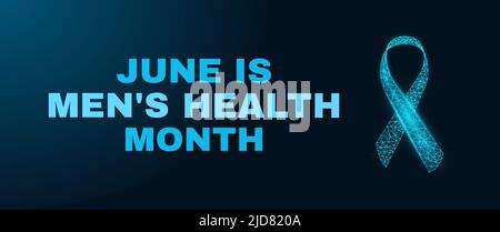 Mens Gesundheit Monat Konzept. Bannervorlage mit blauem Band und Text. Stock Vektor