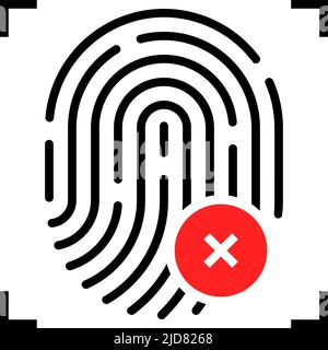 Fingerabdruck-Symbol mit Kreuzzeichen Stock Vektor
