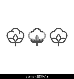 Baumwollmaterial mit Vektor-Symbol. Baumwollstoffe sind mit einem Beschriftungssymbol gekennzeichnet. Stock Vektor