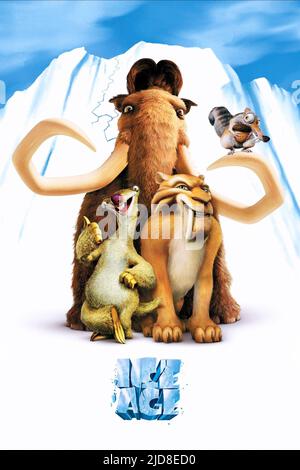 MANNY, SID, DIEGO, SCRAT, EISZEIT, 2002, Stockfoto