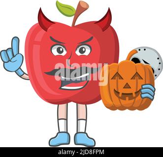 Apple Halloween Design Charakter, Design-Vektor-Illustrator, Charakter-Design auf weißem Hintergrund. Stock Vektor