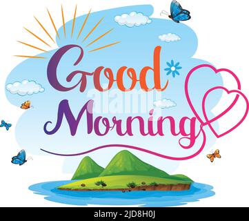 Cute Good Morning Logo Vector Stock Vektor