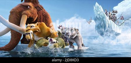 MANNY, DIEGO, SID, SCRAT, EISZEIT: KONTINENTALDRIFT, 2012, Stockfoto