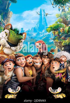 SANDY, UGGA, EEP, GRUG, THUNK, GRAN, GUY, THE CROODS, 2013, Stockfoto