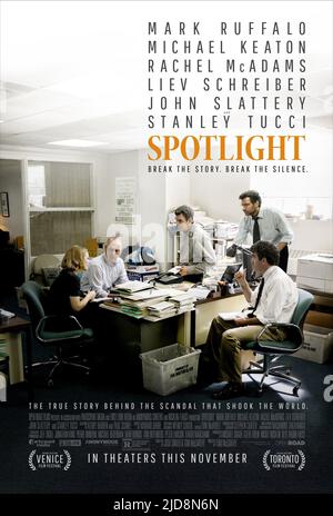 MCADAMS, KEATON, RUFFALO, SCHREIBER, POSTER, SPOTLIGHT, 2015, Stockfoto