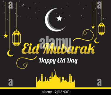 Muslim Eid Festival Background Design, Eid Mubarak Stock Vektor