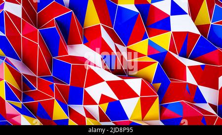 Abstraktes Dreieck geometrische bunte Hintergrund . 3D Darstellung der Grafik. Stockfoto