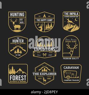 Wild Hunting Vintage Badge Logo-Set Stock Vektor