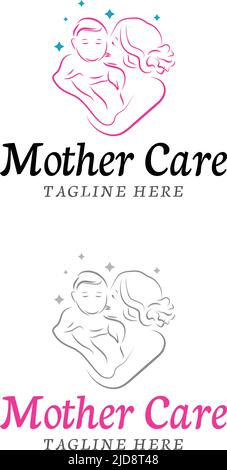 Mutter Pflege Mit Ihrem Kind Logo Design Tempkate Stock Vektor