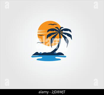 Design-Vorlage für Strandlogo, Sommerstrand-Logo Stock Vektor