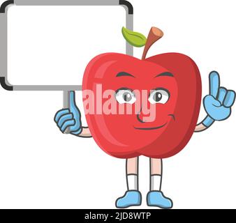 Apple hält Zeichen Whiteboard Design Charakter, Design-Vektor Illustrator. Stock Vektor