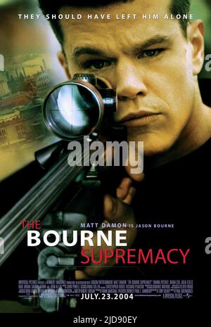 MATT DAMON, DIE BOURNE-VORHERRSCHAFT, 2004, Stockfoto