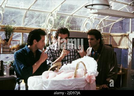 GUTTENBERG,SELLECK,DANSON, DREI MÄNNER UND EIN BABY, 1987, Stockfoto