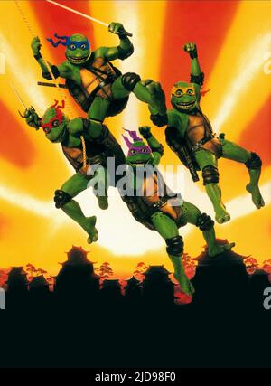 RAPHAEL, LEONARDO, MICHELANGELO, DONATELLO, TEENAGE MUTANT NINJA TURTLES, 1990, Stockfoto