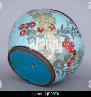 Feiner Antiker Japanischer Silberdraht Cloisonné Jardiniere Pflanzer. Meiji-Zeit Stockfoto