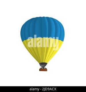 Ukraine Flagge gelb blau heiße Luft rot Ballon Vektor-Illustration. Ukrainische Farben. Grafik isolierte bunte Fallschirm Flugzeuge. Ballonfestival. Stock Vektor