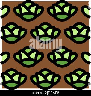 Feldfarm mit wachsenden Kohlfarben Symbol Vektor-Illustration Stock Vektor