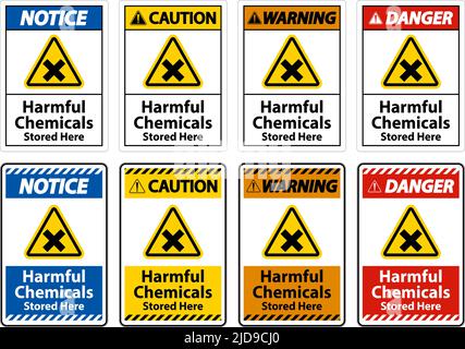 Hier Gespeicherte Schädliche Chemikalien Auf Weißem Hintergrund Stock Vektor