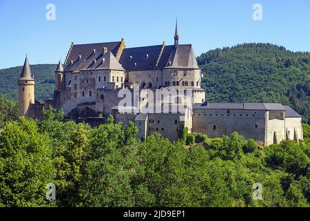 Schloss Vianden, Kanton Vianden, Großherzogtum Luxemburg, Europa Stockfoto