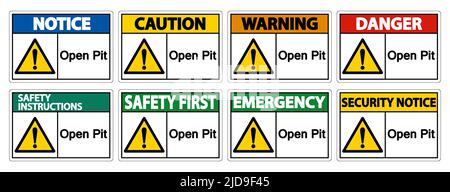 Pit Sign Isolate auf weißem Hintergrund öffnen, Vektorgrafik EPS.10 Stock Vektor