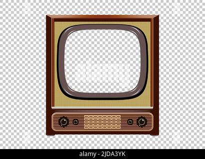 Vector Retro-Fernseher Modell bis Isolate auf transparentem Gitter Stock Vektor