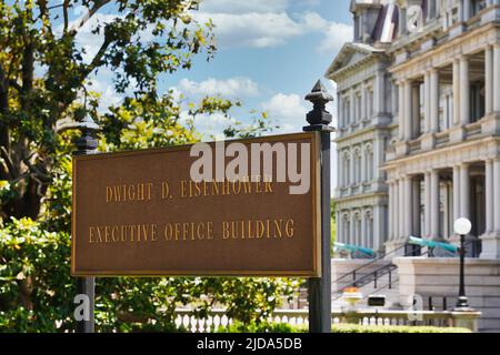 Eisenhower Executive Office Building in Washington, D.C., USA. Das State, war and Navy Building ist ein Gebäude der US-Regierung in der Hauptstadt. Stockfoto