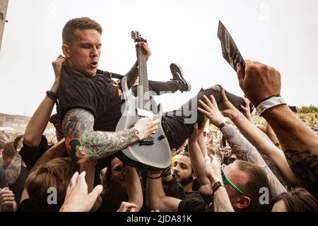 Kopenhagen, Dänemark. 17., Juni 2022. Die dänische Metalcore-Band Ghost Iris spielt ein Live-Konzert während des dänischen Heavy Metal Festivals Copenhell 2022 in Kopenhagen. (Foto: Gonzales Photo - Peter Troest). Stockfoto