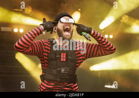 Kopenhagen, Dänemark. 17., Juni 2022. Die dänische Metalcore-Band Ghost Iris spielt ein Live-Konzert während des dänischen Heavy Metal Festivals Copenhell 2022 in Kopenhagen. (Foto: Gonzales Photo - Peter Troest). Stockfoto