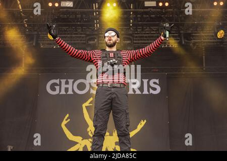 Kopenhagen, Dänemark. 17., Juni 2022. Die dänische Metalcore-Band Ghost Iris spielt ein Live-Konzert während des dänischen Heavy Metal Festivals Copenhell 2022 in Kopenhagen. (Foto: Gonzales Photo - Peter Troest). Stockfoto