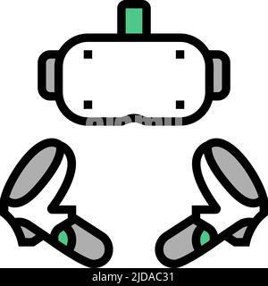 vektorgrafik mit symbolen für vr-Headsets in Farbe Stock Vektor