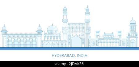 Skizzieren Skyline Panorama der Stadt Hyderabad, Indien - Vektor-Illustration Stock Vektor