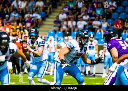 Frankfurt, Deutschland. 19.. Juni 2022. Frankfurt Deutschland, 19.Juni.2022 QB # 15 Bartosz Dziedzic / Panthers Wroclaw Credit: Frank Baumert/Alamy Live News Stockfoto