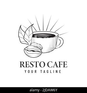 Restaurant Café Logo Design Vorlage. Retro-Kaffee-Emblem. vektor-Kunst. Stock Vektor