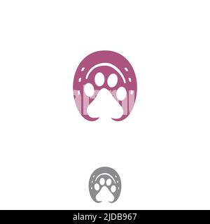 Logo mit Hund- und Pferdemotiv im Fußdruck. Vorlage zum Beispiel ein Firmenlogo helfen Tieren Haustier. Vektorgrafik EPS.8 EPS.10 Stock Vektor