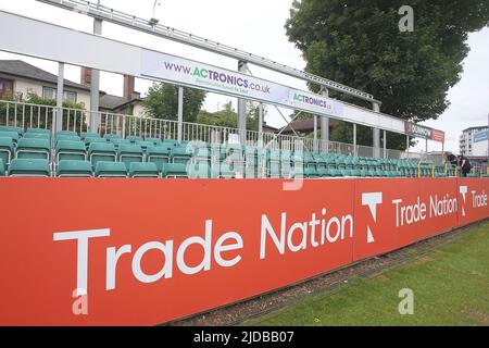 Allgemeine Ansicht der Hayes Schließen Ende des Bodens vor Essex Eagles vs Somerset, Vitality Blast T20 Cricket auf dem Cloud County Ground am 19.. Juni Stockfoto