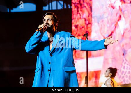 Mailand, Italien, Juni 19. 2022. Marco Mengoni in concert at Giuseppe Meazza Stadium in San Siro in Milan, Italy Credit: Mairo Cinquetti/Alamy Live News Stockfoto