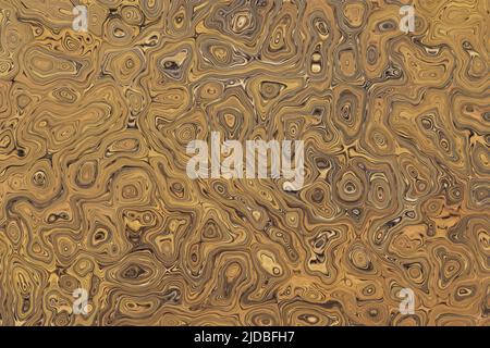 Brauner Mokka abstrakt glatt gemusterter Hintergrund. Darstellung von Oberflächenwirbeln mit flüssigem Aussehen. Stockfoto