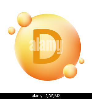Vitamin D glänzende Pille Kapsel Symbol Vektor Schönheit Behandlung Ernährung Hautpflege Konzept für Grafik-Design, Logo, Website, Social Media, mobile App, U Stock Vektor
