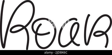 Brüllen skandinavischen lustigen handgezeichneten Doodle Cartoon Dinosaurier Text. Gut geeignet für Poster oder T-Shirt Textil-Grafik-Design. Vektor Hand gezeichnet Baby Stock Vektor