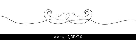 Linearer Hintergrund des Schnurrbart. Eine fortlaufende Linienzeichnung eines Schnurrbartes. Vektorgrafik. Schnurrbart-Symbol isoliert Stock Vektor
