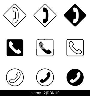 Telefon-Symbol eingestellt. Flache Vektorgrafik Stock Vektor