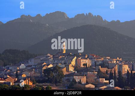 Frankreich, Vaucluse Sablet, Dorf im Weinberg Côtes-du-Rhône-Villages Stockfoto